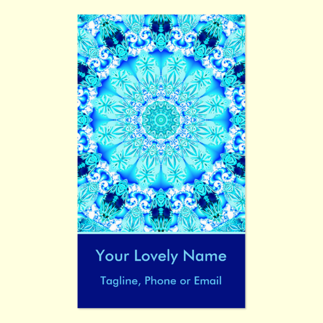 Aqua Lace, Delicate, Abstract Mandala Vertical Double-Sided Standard Business Cards (Pack Of 100)