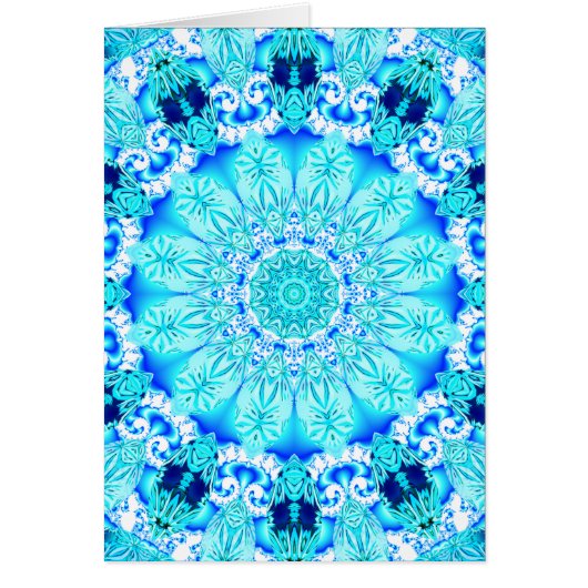 Aqua Lace Mandala, Delicate, Abstract Cards (Front)