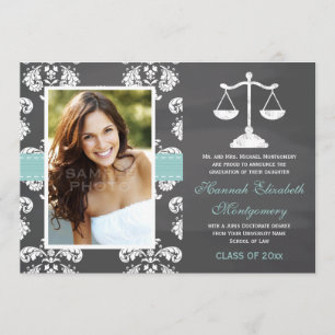 AQUA LAW SCHOOL CHALKBOARD GRADUATION ANNOUNCEMENT