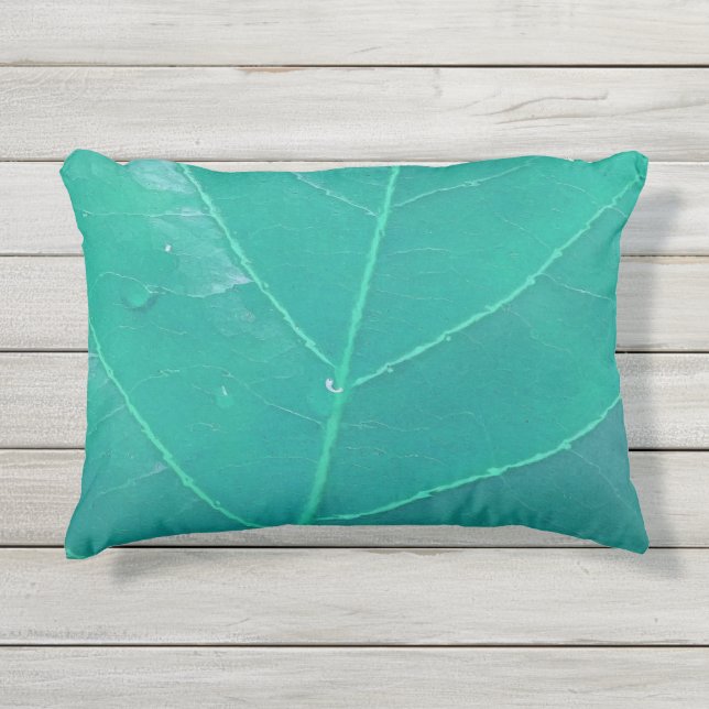 Aqua Leaf Outdoor Pillow (Front)