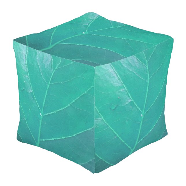 Aqua Leaf Outdoor Pouf (Angled Front)