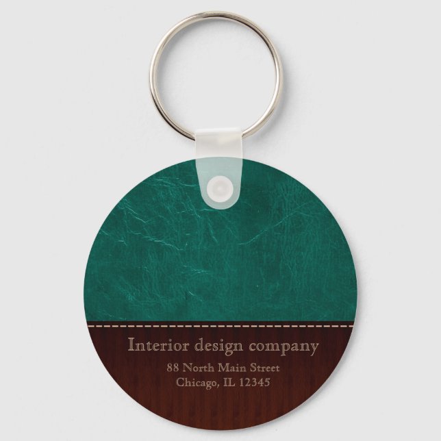 Aqua leather look keychain (Front)