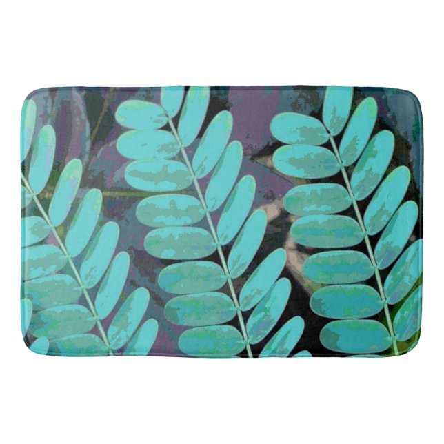 Aqua Leaves Bath Mat (Front)