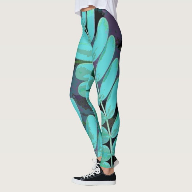 Aqua Leaves Leggings (Left)
