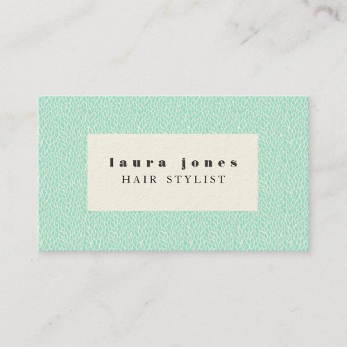Aqua Leaves Pattern Hair Stylist Template Business Cards