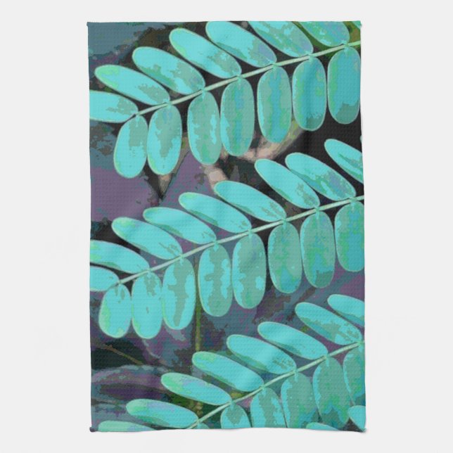 Aqua Leaves Towel (Vertical)