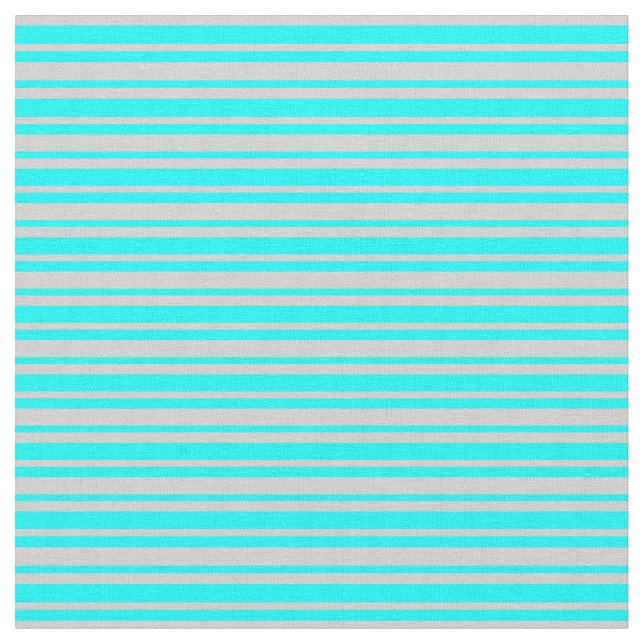 Aqua & Light Gray Lined Pattern Fabric (Close Up)