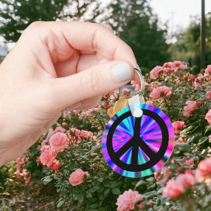 Aqua Light Show with Peace Sign Keychain