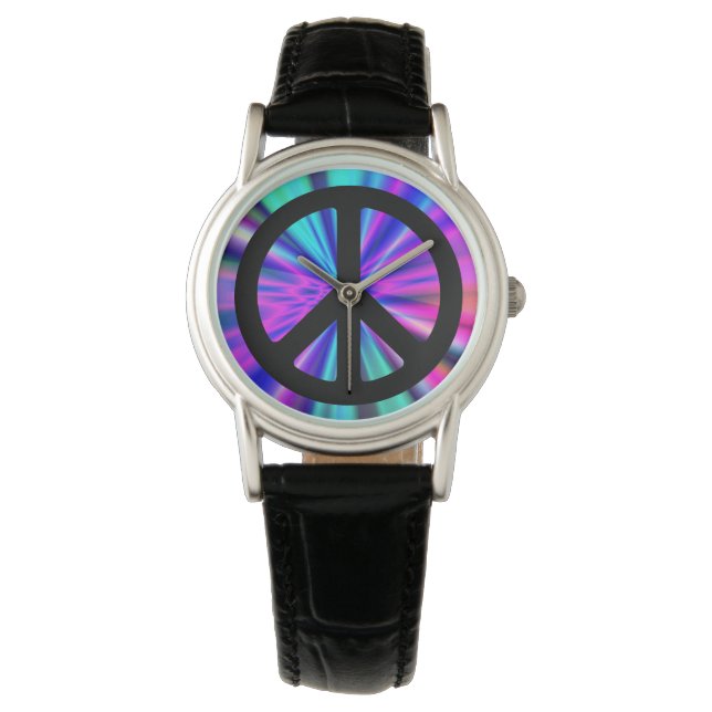 Aqua Light Show with Peace Sign Watch (Front)