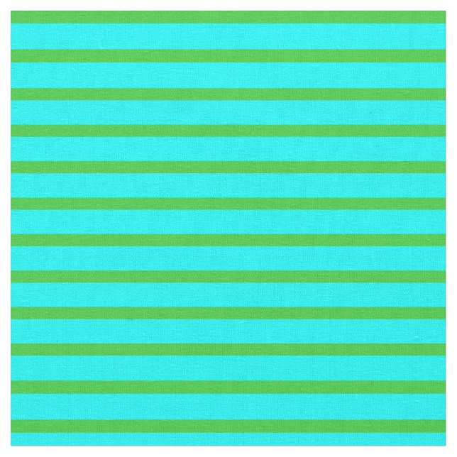 Aqua & Lime Green Pattern of Stripes Fabric (Close Up)
