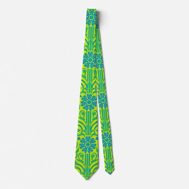 Aqua Lime Retro Style Vintage Art Tie (Front)