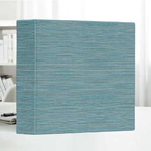 Aqua Linen Fabric Texture Simple Blank 3 Ring Binder