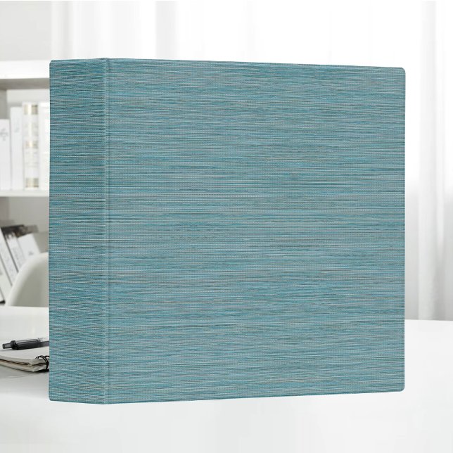 Aqua Linen Fabric Texture Simple Blank 3 Ring Binder (Creator Uploaded)