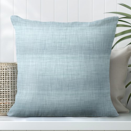 Aqua Linen Texture Throw Pillow