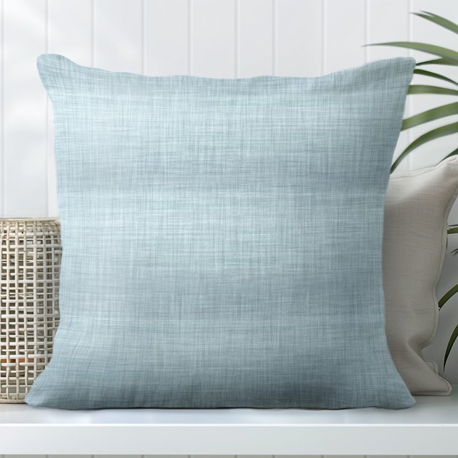 Aqua Linen Texture Throw Pillow (Creator Uploaded)