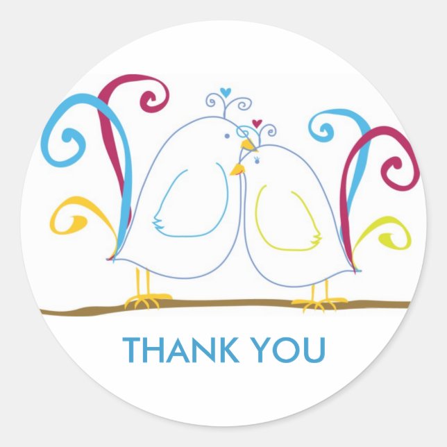 Aqua Love Bird Stickers - Personalize them! (Front)