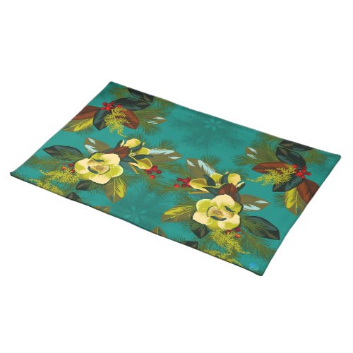 Aqua Magnolia Winter Placemat