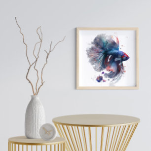 Aqua Majesty Watercolor Collection Faux Canvas Print