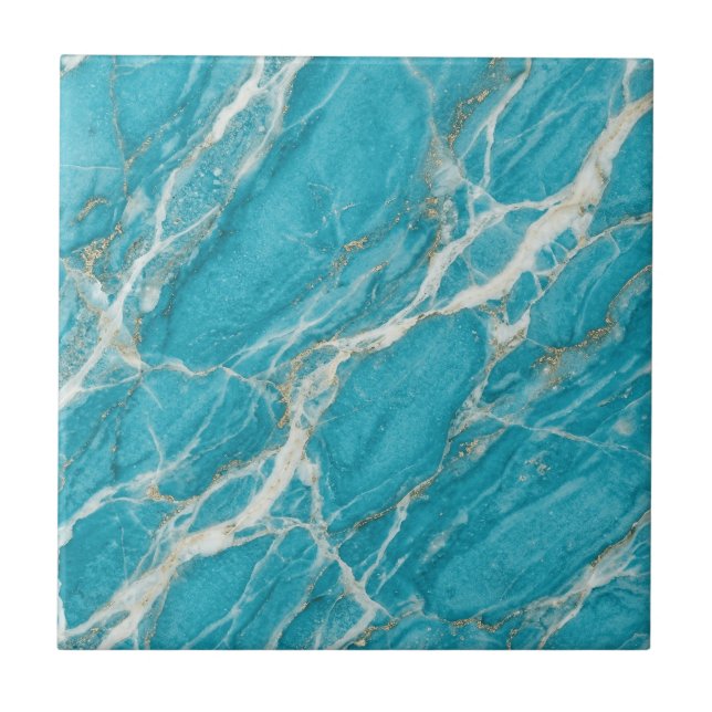 Aqua Marble Bold Contemporary Design Look Ceramic Tile (Front)