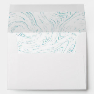 Aqua Marble Lined Personalized Return Address Envelope