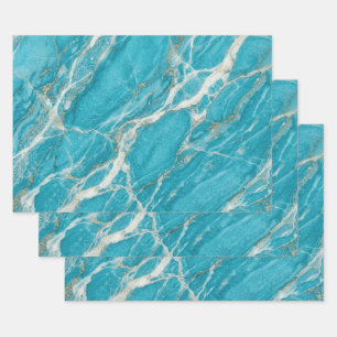 Aqua Marble Swirl Elegant Modern Style Wrapping Paper Sheets