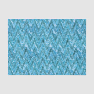 Aqua Marbled Chevron Tissue Paper