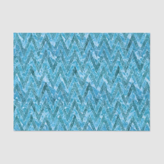 Aqua Marbled Chevron Tissue Paper (Front)