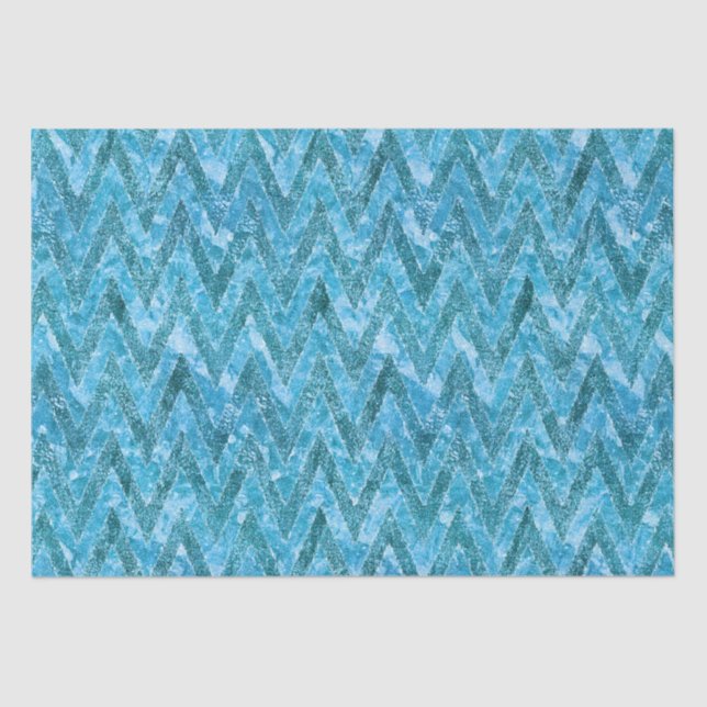 Aqua Marbled Chevron Tissue Paper (Front)