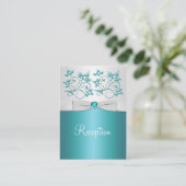 Aqua-marine and Silver Floral Enclosure Card (Standing Front)