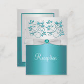Aqua-marine and Silver Floral Enclosure Card (Front/Back)