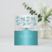 Aqua-marine and Silver Reply Card II (Standing Front)