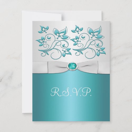 Aqua-marine and Silver Reply Card II Custom Invites