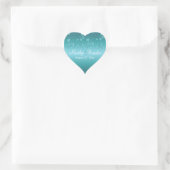 Aqua-marine Floral 1.5" Heart Sticker (Bag)