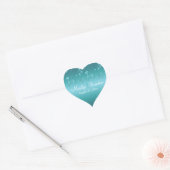 Aqua-marine Floral 1.5" Heart Sticker (Envelope)