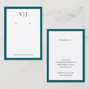 Aqua Marine Monogram Jewelry Earrings Display Card