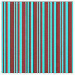 [ Thumbnail: Aqua & Maroon Lined/Striped Pattern Fabric ]