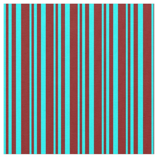 Aqua & Maroon Lined/Striped Pattern Fabric (Close Up)