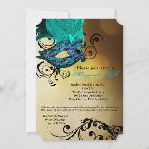 Aqua Masquerade Ball Mask Costume Halloween Part Invitation