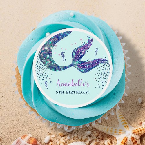 Aqua Mermaid Birthday Favor  Edible Frosting Rounds