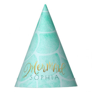 Aqua Mermaid Birthday Party Party Hat