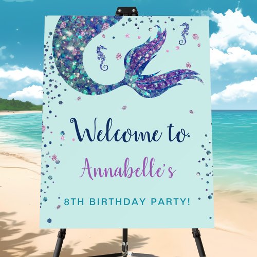 Aqua Mermaid Birthday Welcome Foam Boards