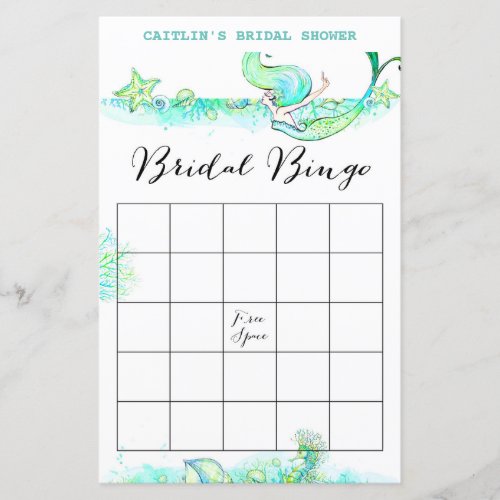 Aqua Mermaid Bridal Shower Game