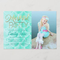 Aqua Mermaid Party | Under The Sea Birthday Photo Invitation