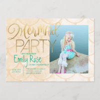 Aqua Mermaid Party | Under The Sea Birthday Photo Invitation