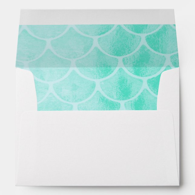 Aqua Mermaid Scales | Seashell Envelope (Back (Bottom))