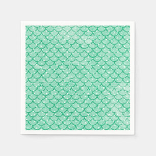 Aqua Mermaid Scales Stars Paper Napkins