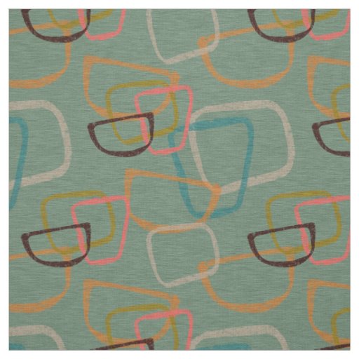 Aqua Mid Century Modern Fifties Style Fabric
