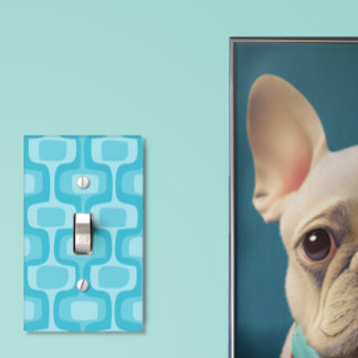 Aqua Mid-Century Modern Geometric Light Switch Cover