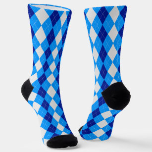 AQUA & MIDNIGHT BLUE Argyle Pattern Socks