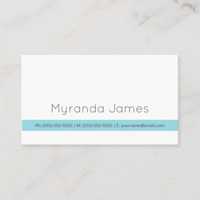 Aqua Minimal Business Owner Card (Front)